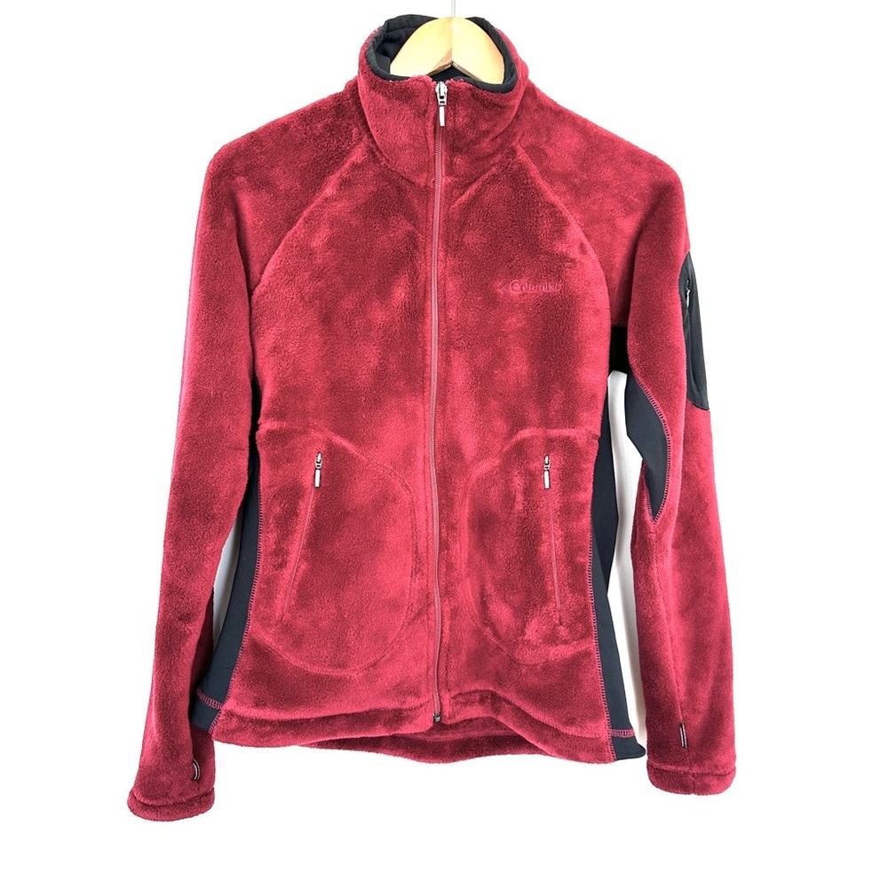Columbia Red Teddy Jacket Plush Fleece Full-Zip
